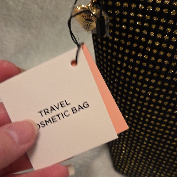 Juicy Couture NWT Black and Gold Shimmer Cosmetic Bag - Picture 3 of 5